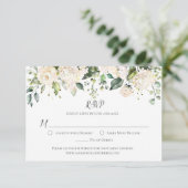 Waterverf Witte Hydrangeas en Rozen Groen RSVP (Staand voorkant)
