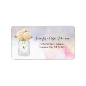 Waterverf Witte Hydrangeas Mason Jar Adres Etiket (Voorkant)