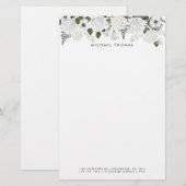 Waterverf Witte Hydrangeas & Pioenrozen gepersonal Briefpapier (Voorkant / Achterkant)