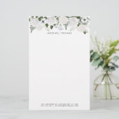 Waterverf Witte Hydrangeas & Pioenrozen gepersonal Briefpapier (Staand voorkant)
