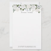 Waterverf Witte Hydrangeas & Pioenrozen gepersonal Briefpapier (Voorkant)