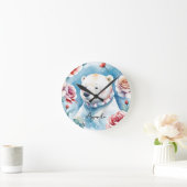 Waterverf Witte IJsbeer en Rode Rozen Ronde Klok (Huis)