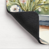 Waterverf Witte Kat en Daisies Muismat (Hoek)