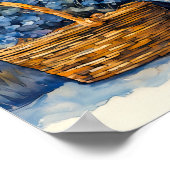 Waterverf witte kat in bloemenmand poster (Hoek)