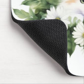 Waterverf witte kat in madeliefjes muismat (Hoek)