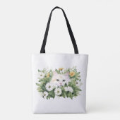 Waterverf witte kat in madeliefjes tote bag (Achterkant)