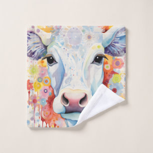 Waterverf Witte Koe Bubble Soft Bad Handdoek