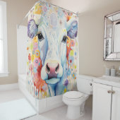 Waterverf Witte Koe Bubble Soft Douchegordijn (In situ)