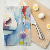 Waterverf Witte Koe Bubble Soft Theedoek (Quarter Fold)