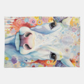 Waterverf Witte Koe Bubble Soft Theedoek (Horizontaal)