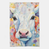 Waterverf Witte Koe Bubble Soft Theedoek (Verticaal)