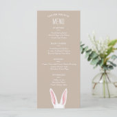 Waterverf Witte Konijnenoren Op Beige Paasbrunch Menu (Staand voorkant)