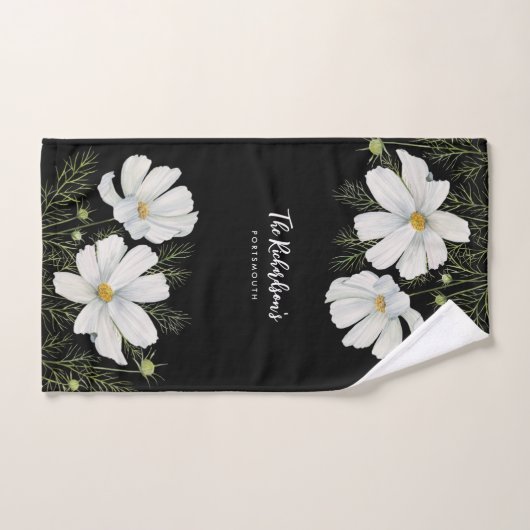 Waterverf Witte Kosmos Bloemen Botanische Schilder Bad Handdoek (Handdoek)