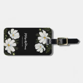 Waterverf Witte Kosmos Bloemen Botanische Schilder Bagagelabel (Voorkant horizontaal)