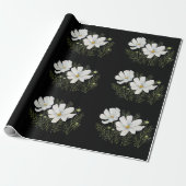 Waterverf Witte Kosmos Bloemen Botanische Schilder Cadeaupapier (Uitgerold)