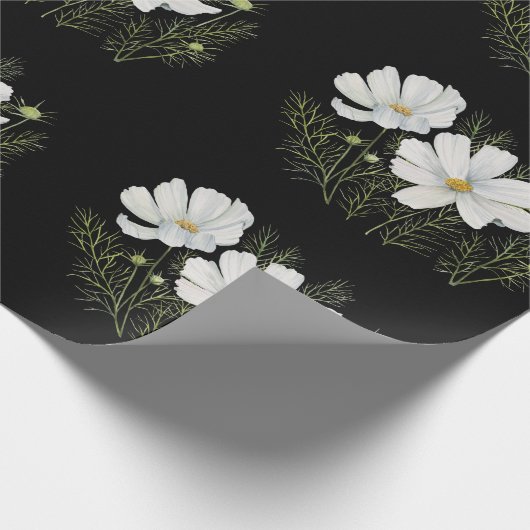 Waterverf Witte Kosmos Bloemen Botanische Schilder Cadeaupapier (Hoek)
