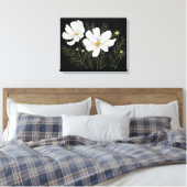 Waterverf Witte Kosmos Bloemen Botanische Schilder Canvas Afdruk (Insitu (Slaapkamer))
