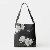 Waterverf Witte Kosmos Bloemen Botanische Schilder Crossbody Tas (Achterkant)