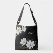 Waterverf Witte Kosmos Bloemen Botanische Schilder Crossbody Tas (Voorkant)