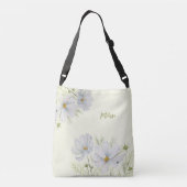 Waterverf Witte Kosmos Bloemen Botanische Schilder Crossbody Tas (Achterkant)