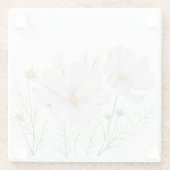 Waterverf Witte Kosmos Bloemen Botanische Schilder Glazen Onderzetter (Achterkant)