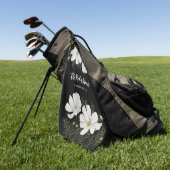 Waterverf Witte Kosmos Bloemen Botanische Schilder Golfhanddoek (Groen)