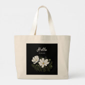 Waterverf Witte Kosmos Bloemen Botanische Schilder Grote Tote Bag (Achterkant)