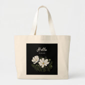 Waterverf Witte Kosmos Bloemen Botanische Schilder Grote Tote Bag (Voorkant)