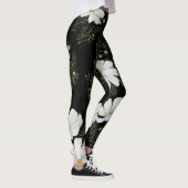 Waterverf Witte Kosmos Bloemen Botanische Schilder Leggings (Rechts)