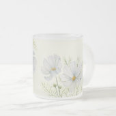 Waterverf Witte Kosmos Bloemen Botanische Schilder Matglas Koffiemok (Voorkant rechts)