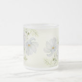 Waterverf Witte Kosmos Bloemen Botanische Schilder Matglas Koffiemok (Center)