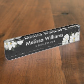 Waterverf Witte Kosmos Bloemen Botanische Schilder Naambordje (Zijkant)