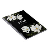 Waterverf Witte Kosmos Bloemen Botanische Schilder Notitieboek (Rechterzijde)