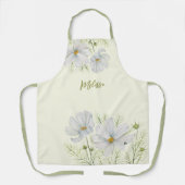 Waterverf Witte Kosmos Bloemen Botanische Schilder Schort (Voorkant)