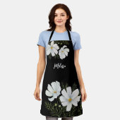 Waterverf Witte Kosmos Bloemen Botanische Schilder Schort (Gedragen)