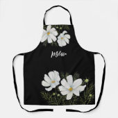 Waterverf Witte Kosmos Bloemen Botanische Schilder Schort (Voorkant)