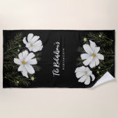 Waterverf Witte Kosmos Bloemen Botanische Schilder Strandlaken (Voorkant)