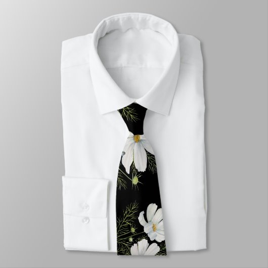 Waterverf Witte Kosmos Bloemen Botanische Schilder Stropdas (Gebonden)