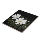 Waterverf Witte Kosmos Bloemen Botanische Schilder Tegeltje (Zijkant)