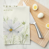 Waterverf Witte Kosmos Bloemen Botanische Schilder Theedoek (Quarter Fold)