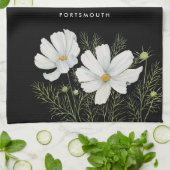 Waterverf Witte Kosmos Bloemen Botanische Schilder Theedoek (Gevouwen)