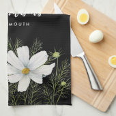 Waterverf Witte Kosmos Bloemen Botanische Schilder Theedoek (Quarter Fold)