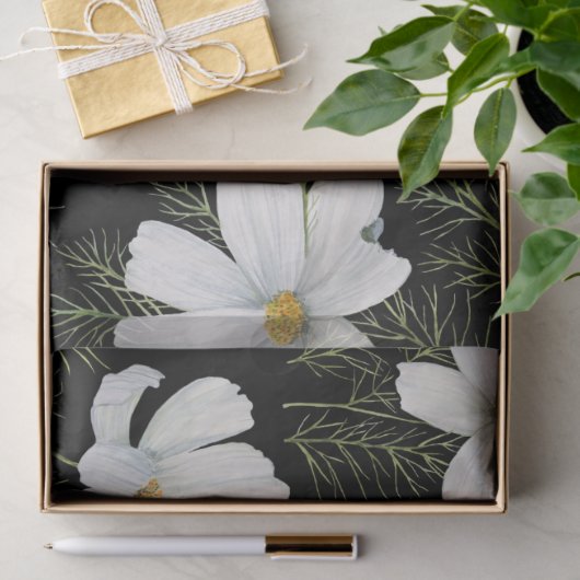 Waterverf Witte Kosmos Bloemen Botanische Schilder Tissuepapier (Geschenk)