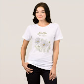 Waterverf Witte Kosmos Bloemen Botanische Schilder Tri-Blend Shirt (Voorkant volledig)