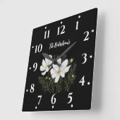 Waterverf Witte Kosmos Bloemen Botanische Schilder Vierkante Klok (Hoek)