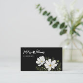 Waterverf Witte Kosmos Bloemen Botanische Schilder Visitekaartje (Staand voorkant)