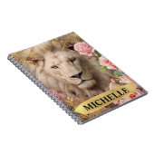 Waterverf  Witte Leeuw en Roze Rozen Notitieboek (Rechterzijde)