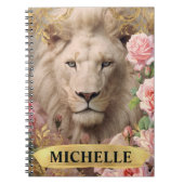 Waterverf  Witte Leeuw en Roze Rozen Notitieboek (Voorkant)
