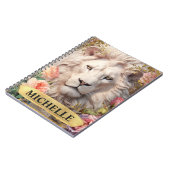 Waterverf  Witte Leeuw en Roze Rozen Notitieboek (Linkerzijde)