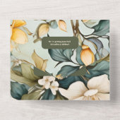 Waterverf witte lelie art nouveau bruiloft all in one uitnodiging (Achterkant)